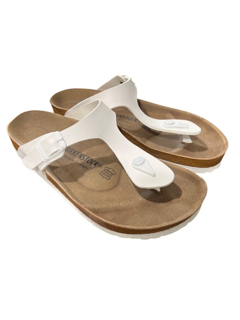 Birkenstock Womens Size 40 / US 9 White Gizeh Sandals Cork-Footbed